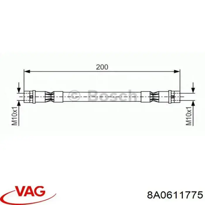 Купити 8A0611775 VAG Шланг гальмівний задній