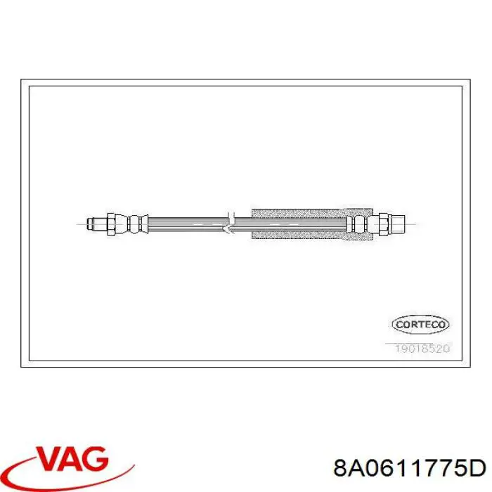 Шланг гальмівний задній VAG 8A0611775D ціна, від 5.72 USD