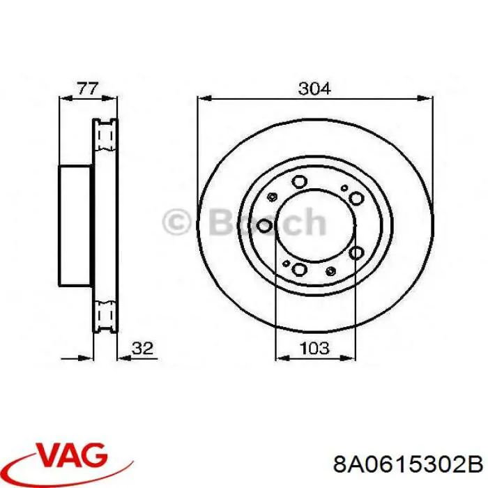 8A0615302B VAG диск гальмівний передній