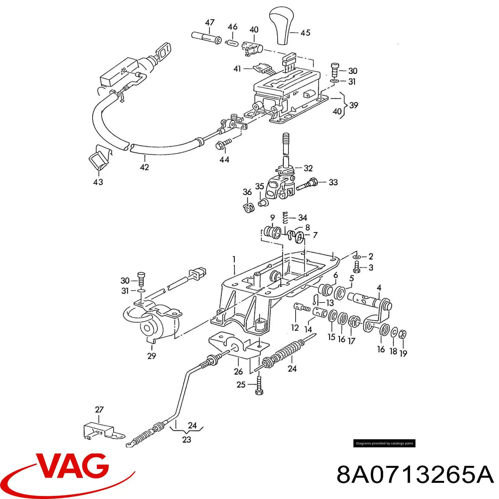 8A0713265A VAG Трос перемикання передач, вибору передачі