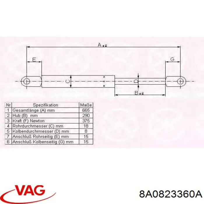 8A0823360A VAG Стійка капота