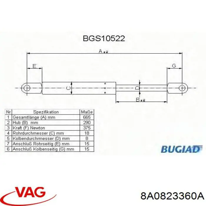 Амортизатор капота SG0215 Daco