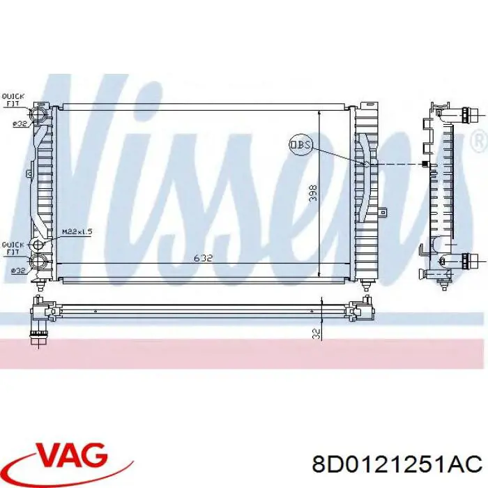 Радіатор основний VAG 8D0121251AC ціна, від 52.48 USD