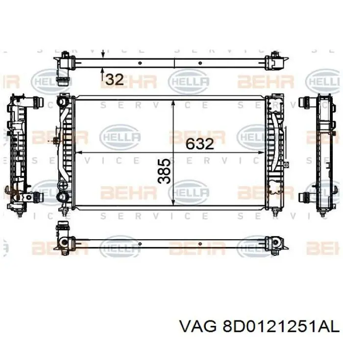 Радіатор охолодження двигуна 8D0121251AL VAG