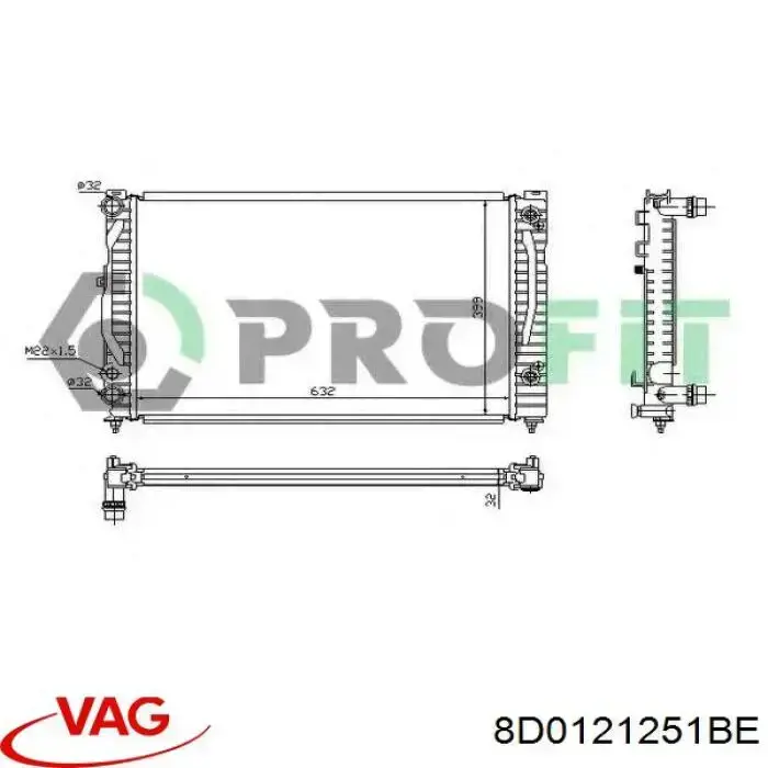 Радіатор основний VAG 8D0121251BE ціна, від 68.46 USD