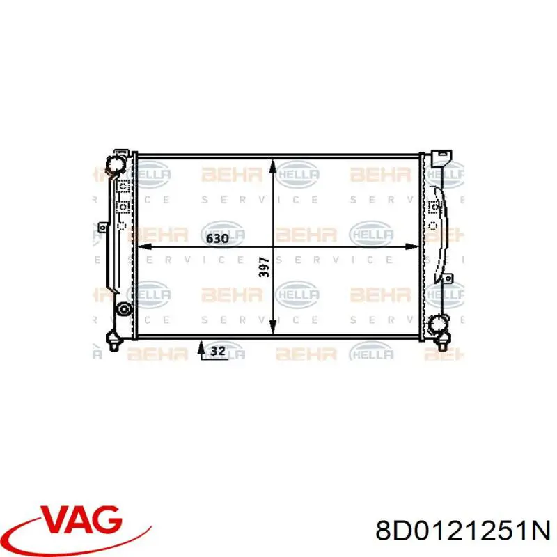 Радіатор основний VAG 8D0121251N ціна, від 66.35 USD