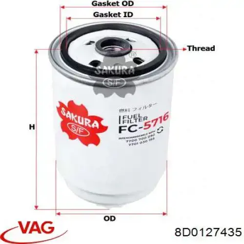 Фільтр паливний VAG 8D0127435