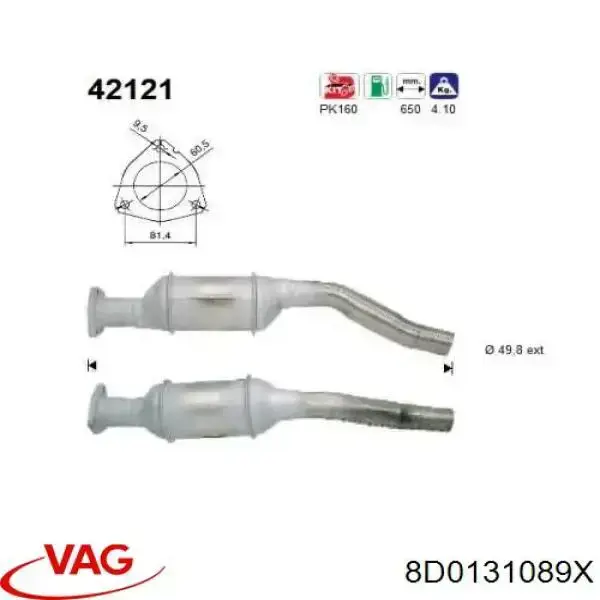 8D0131089X VAG конвертор-каталізатор (каталітичний нейтралізатор)