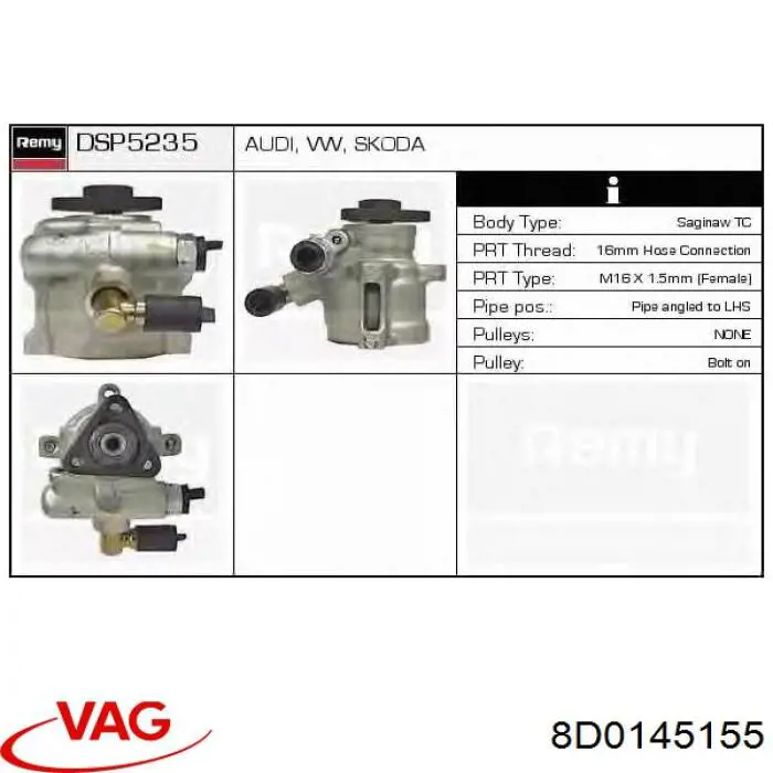 8D0145155 VAG Насос гідропідсилювача