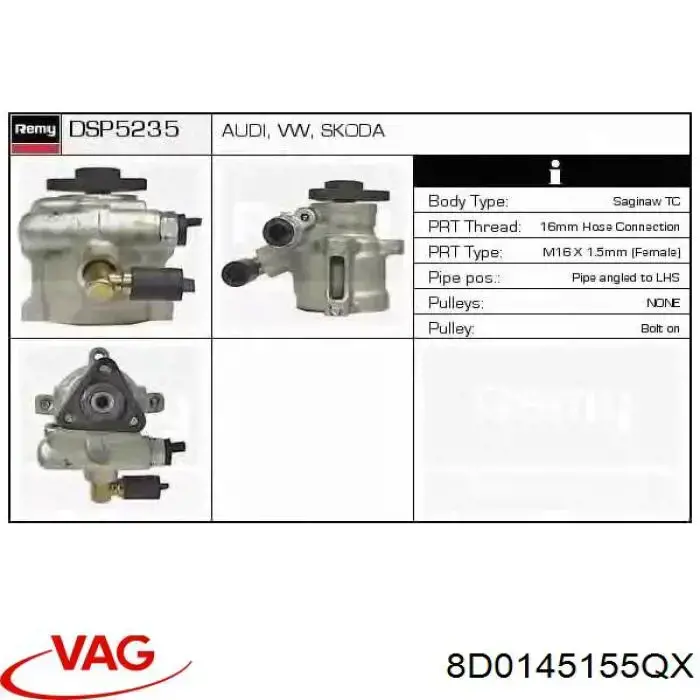 Насос ГПК VAG 8D0145155QX ціна, від 67.73 USD