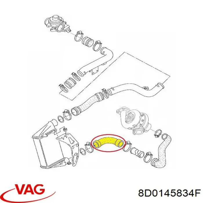 Шланг/патрубок интеркуллера 8D0145834F VAG