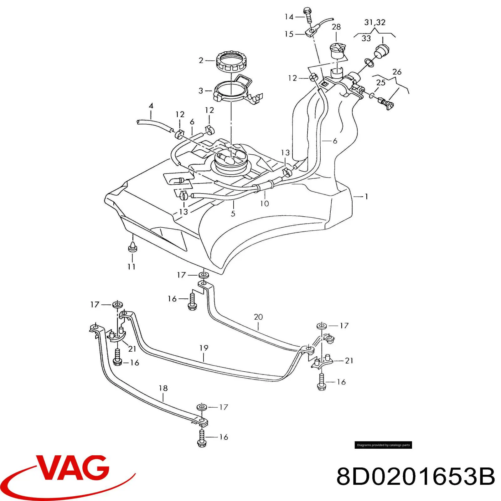 Кронштейн баку паливного VAG 8D0201653B ціна, від 12.67 USD