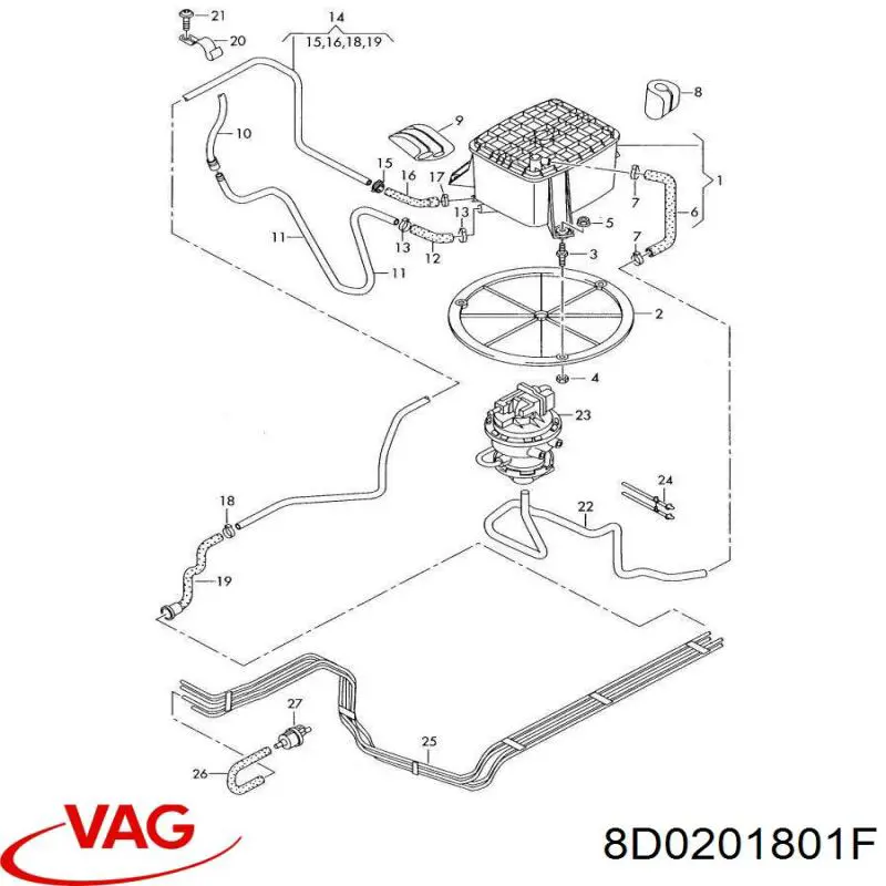 Адсорбер парів палива VAG 8D0201801F ціна, від 275.52 USD
