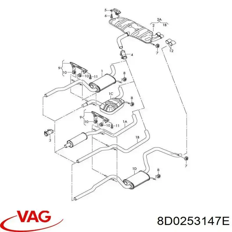 8D0253147E VAG Кронштейн кріплення глушника