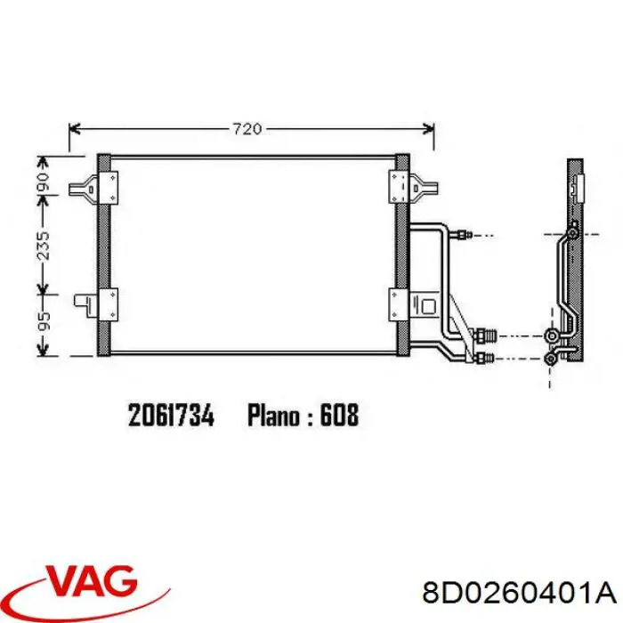 Купити 8D0260401A VAG Радіатор системи охолодження кондиціонера