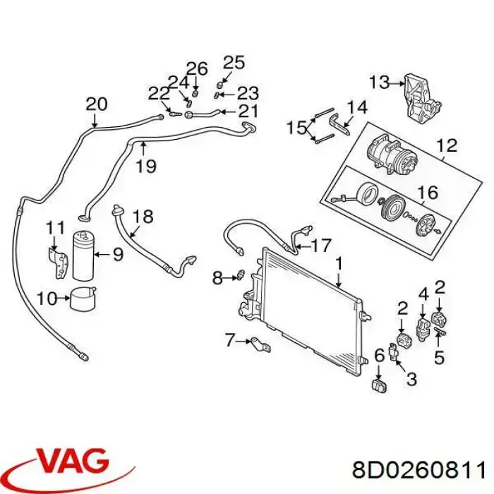 8D0260811 VAG Шків компресора кондиціонера