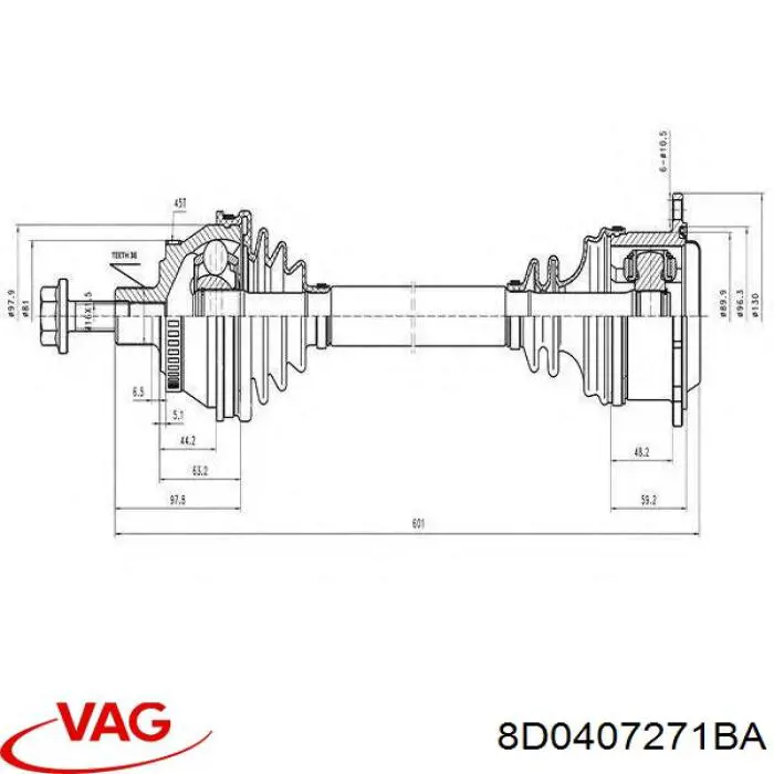 Привід передній лівий VAG 8D0407271BA ціна, від 83.84 USD
