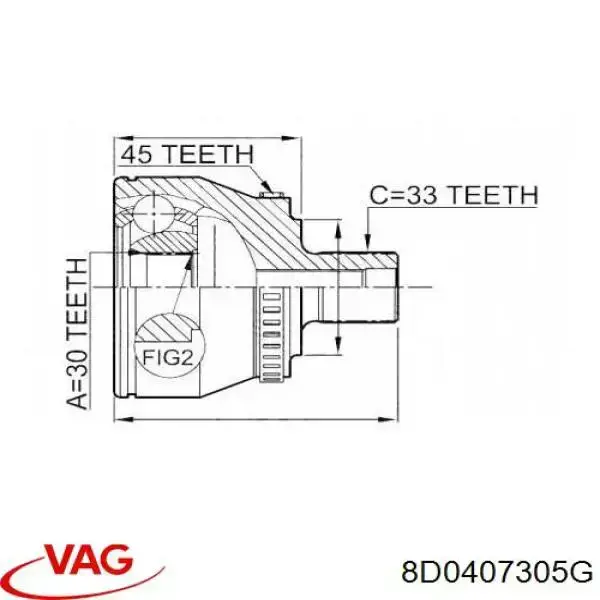 ШРУС зовнішній передній 8D0407305G VAG