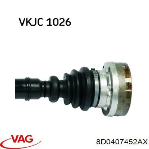 Піввісь передня, права VAG 8D0407452AX ціна, від 107.64 USD
