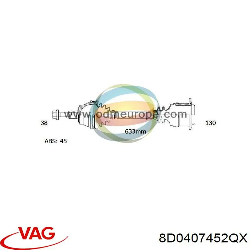 8D0407452QX VAG Привід передній правий