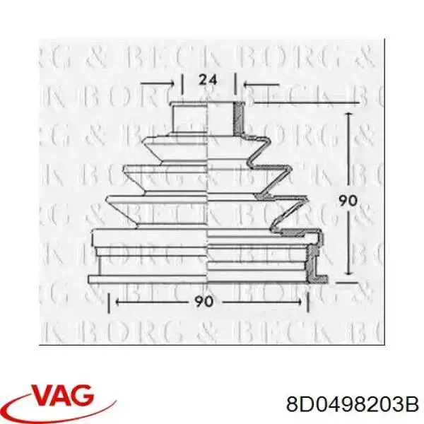 Купити 8D0498203B VAG Пильник шарніра приводу