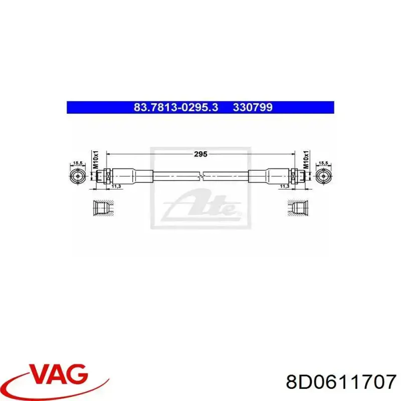 Купити 8D0611707 VAG Гальмівні шланги передні