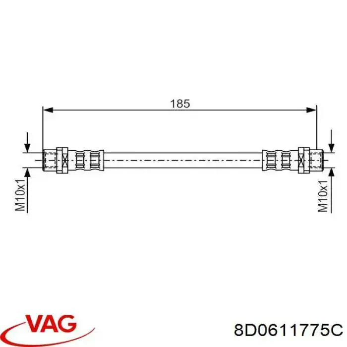 Гнучка гальмівна трубка задня VAG 8D0611775C