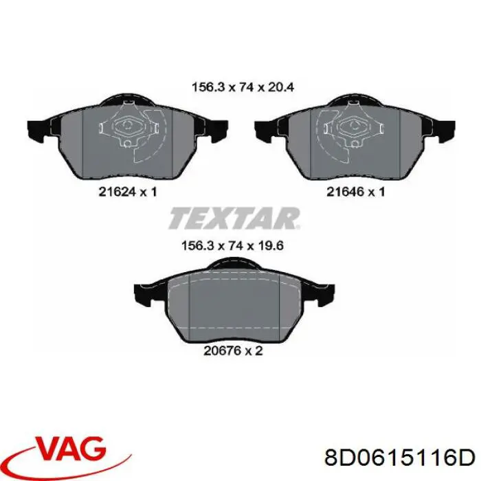 8D0615116D VAG колодки гальмівні передні, дискові