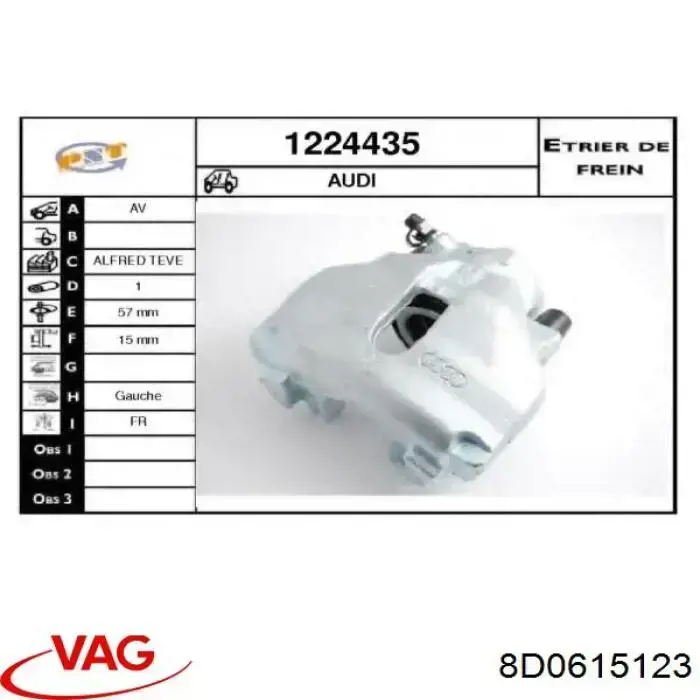 Купити 8D0615123 VAG Супорт гальмівний передній лівий