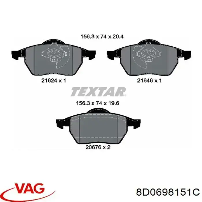 8D0698151C VAG Передні гальмівні колодки