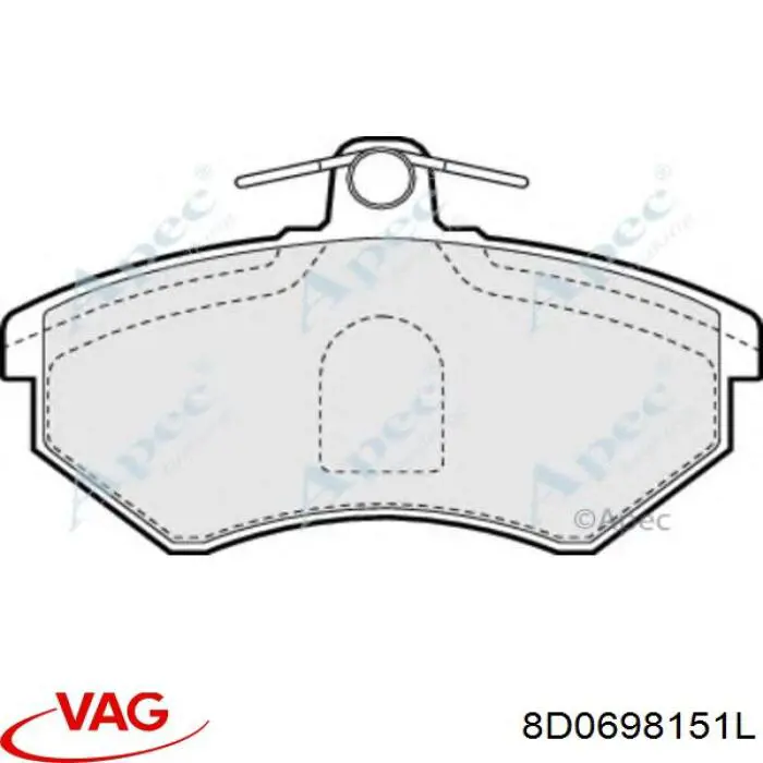 Купити 8D0698151L VAG Колодки гальмівні передні, дискові