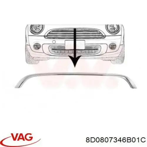 Купити 8D0807346B VAG Решітка переднього бампера, права