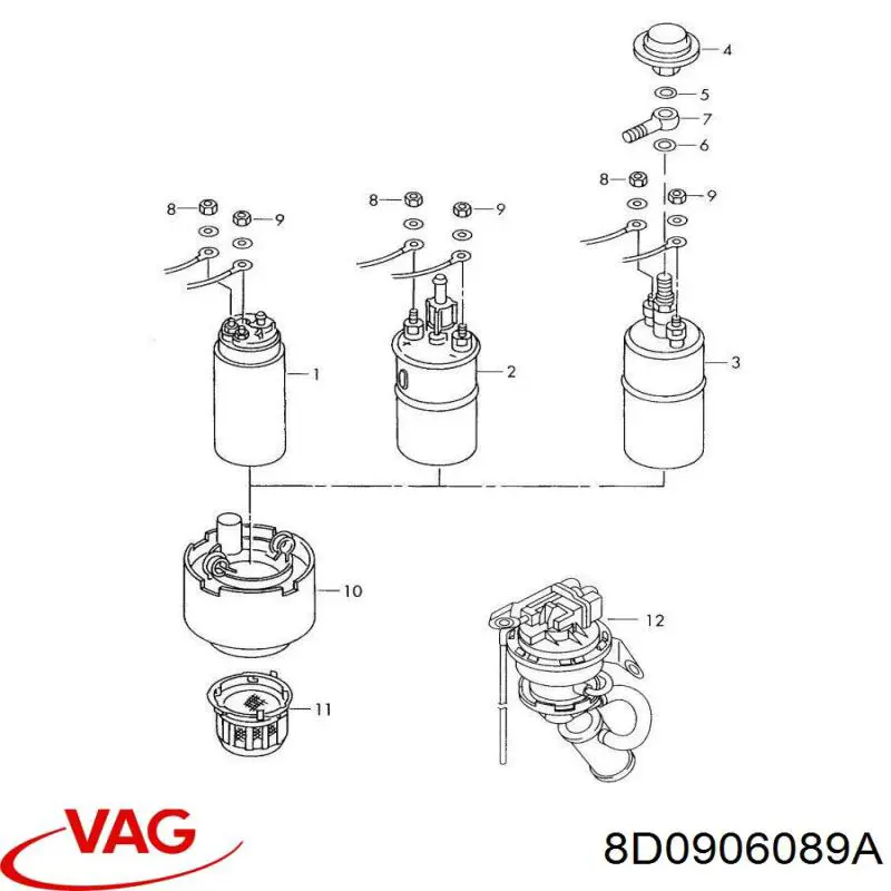 Паливний насос електричний, занурювальний VAG 8D0906089A ціна, від 42.09 USD