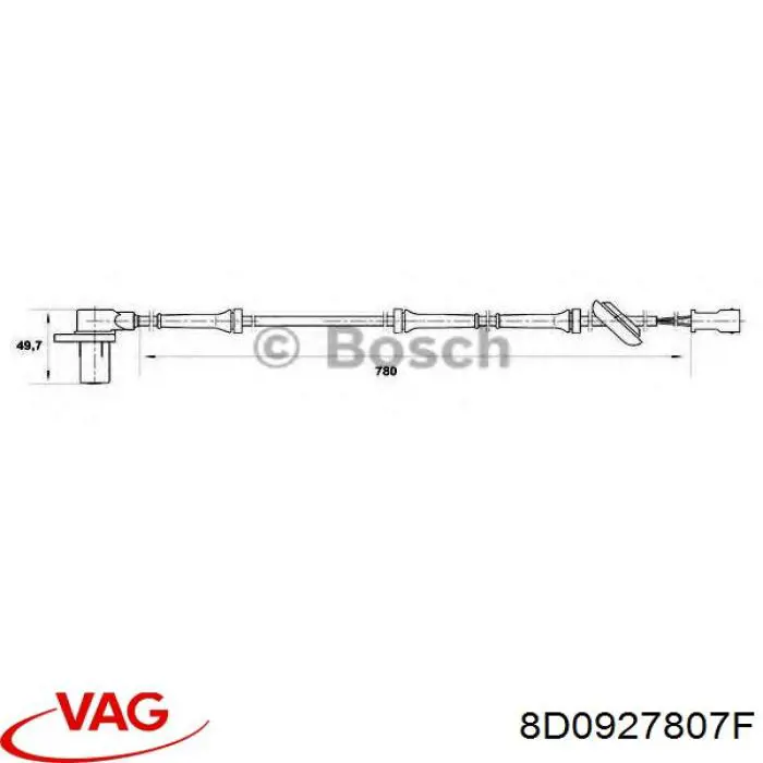 Датчик АБС (ABS) задній VAG 8D0927807F