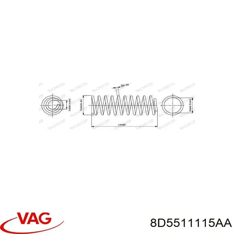 Пружина задня VAG 8D5511115AA ціна, від 28.75 USD