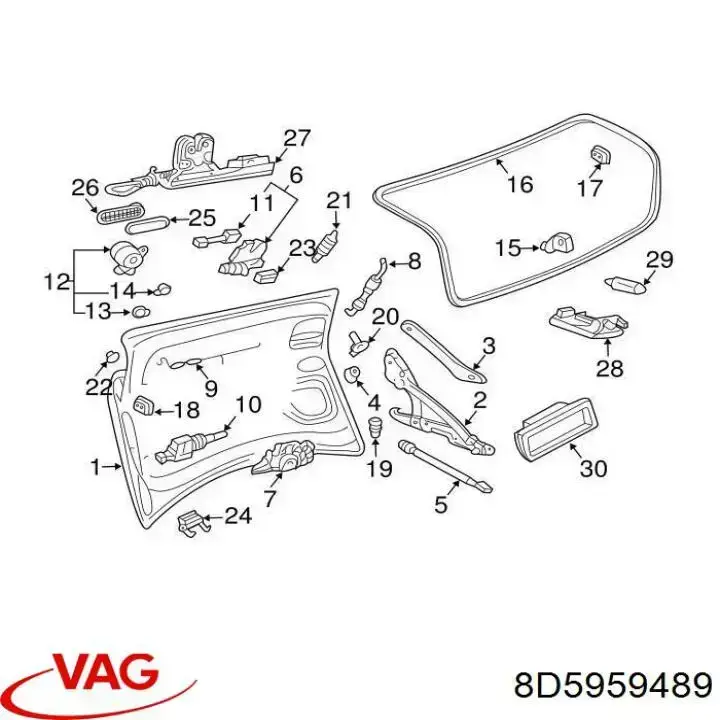 Вимикач центрального замка VAG 8D5959489 ціна, від 12.50 USD