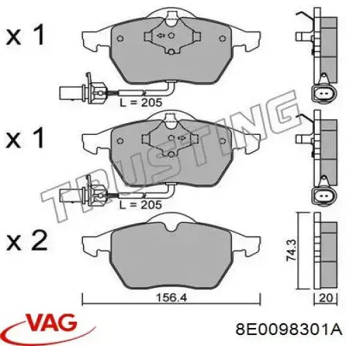 Гальмівні диски передні 8E0098301A VAG