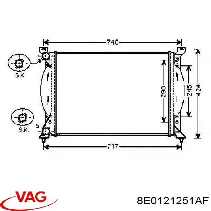 Купити 8E0121251AF VAG Радіатор двигуна