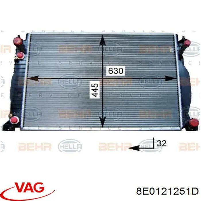Радіатор основний VAG 8E0121251D ціна, від 128.15 USD