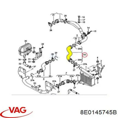 Шланг/патрубок интеркуллера 8E0145745B VAG