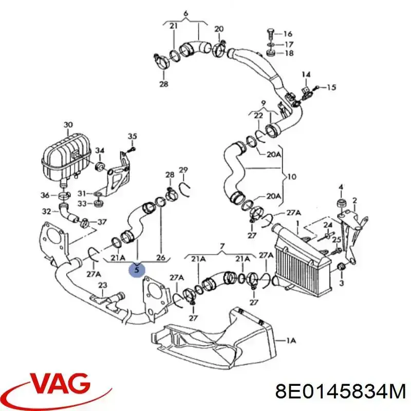 Купити 8E0145834M VAG Шланг/патрубок интеркуллера
