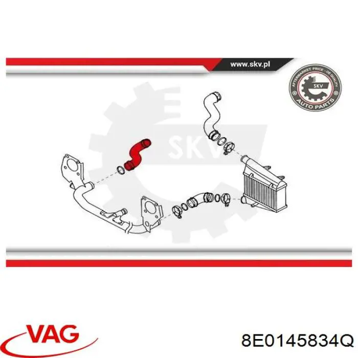 Шланг/патрубок интеркуллера VAG 8E0145834Q ціна, від 25.24 USD