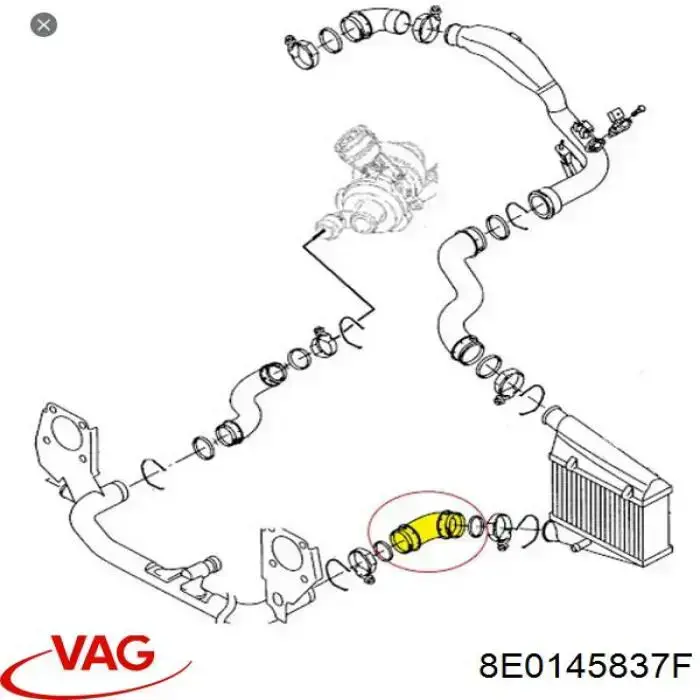 Купити 8E0145837F VAG Шланг/патрубок интеркуллера