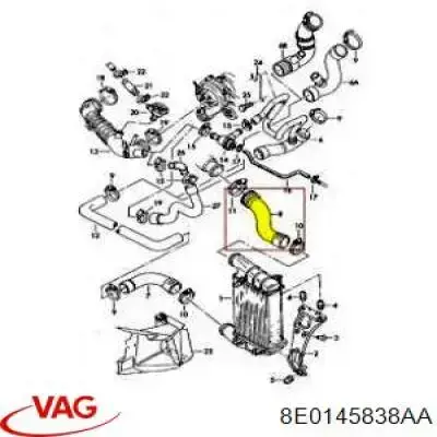 Шланг/патрубок интеркуллера VAG 8E0145838AA ціна, від 16.31 USD