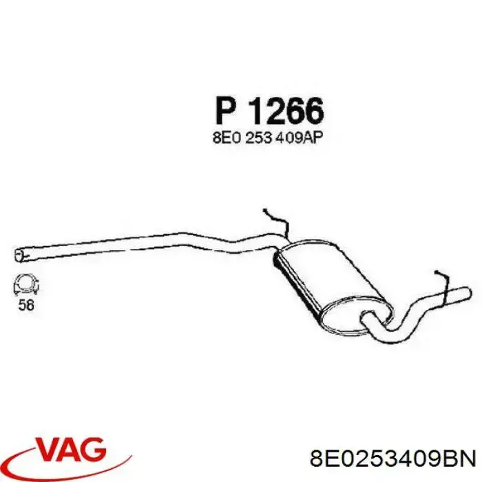 Глушник VAG 8E0253409BN ціна, від 66.97 USD