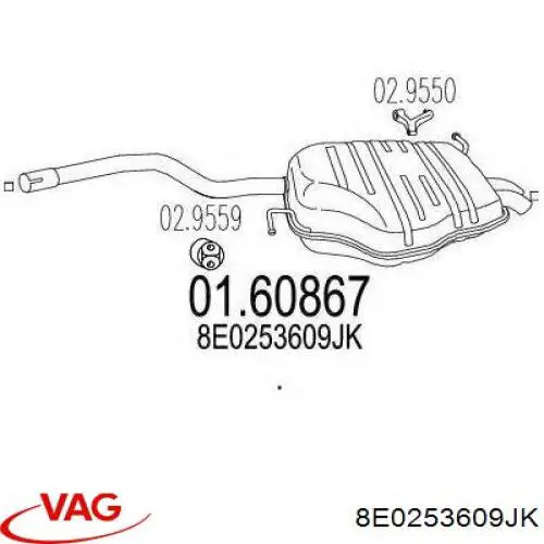 Вихлопна труба VAG 8E0253609JK ціна, від 98.89 USD