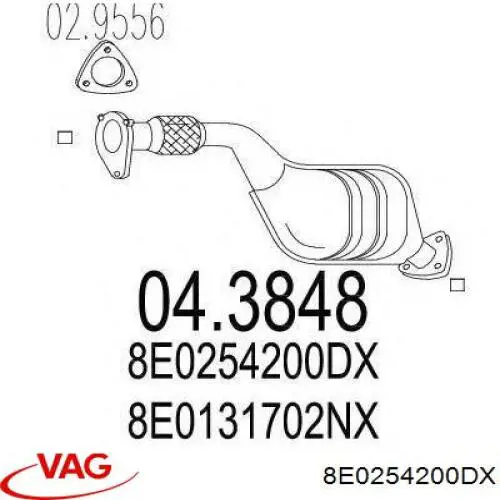 Конвертор-каталізатор (каталітичний нейтралізатор) VAG 8E0254200DX ціна, від 165.66 USD