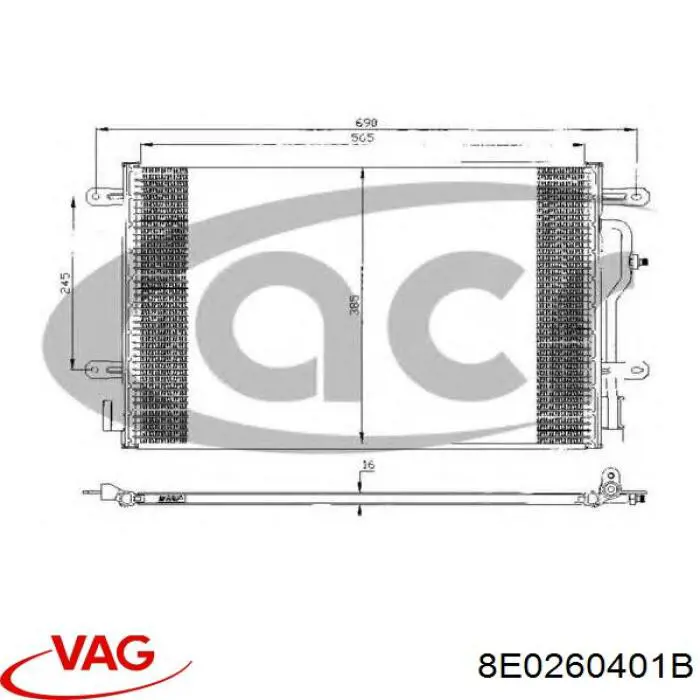 Конденсатор кондиціонера VAG 8E0260401B ціна, від 59.89 USD