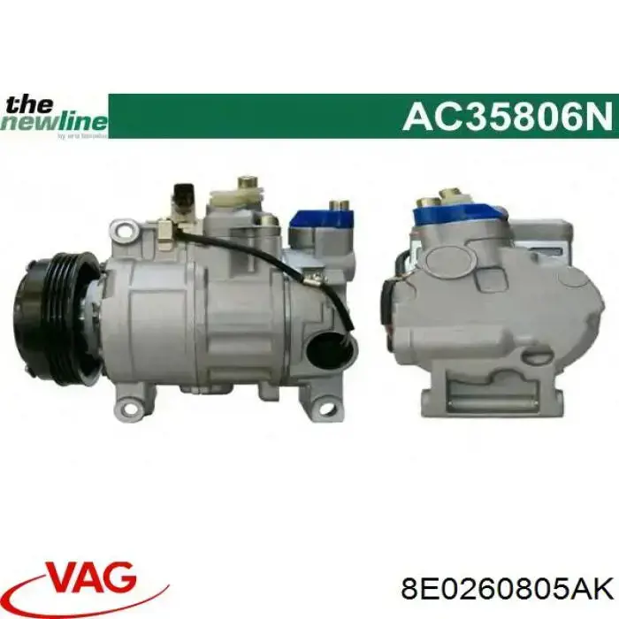 Компресор системи кондиціювання VAG 8E0260805AK ціна, від 282.69 USD