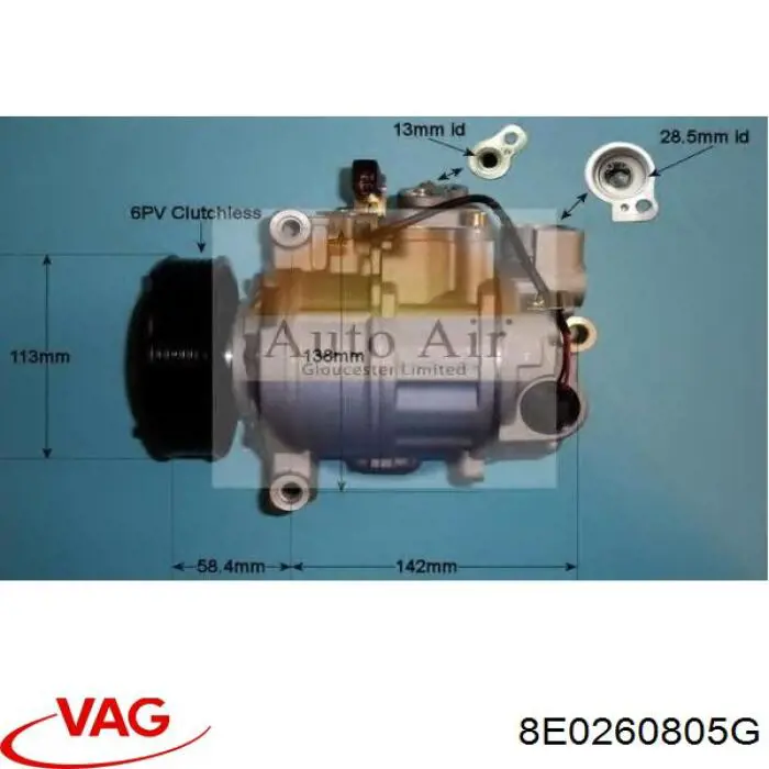 Компресор системи кондиціювання VAG 8E0260805G ціна, від 262.35 USD